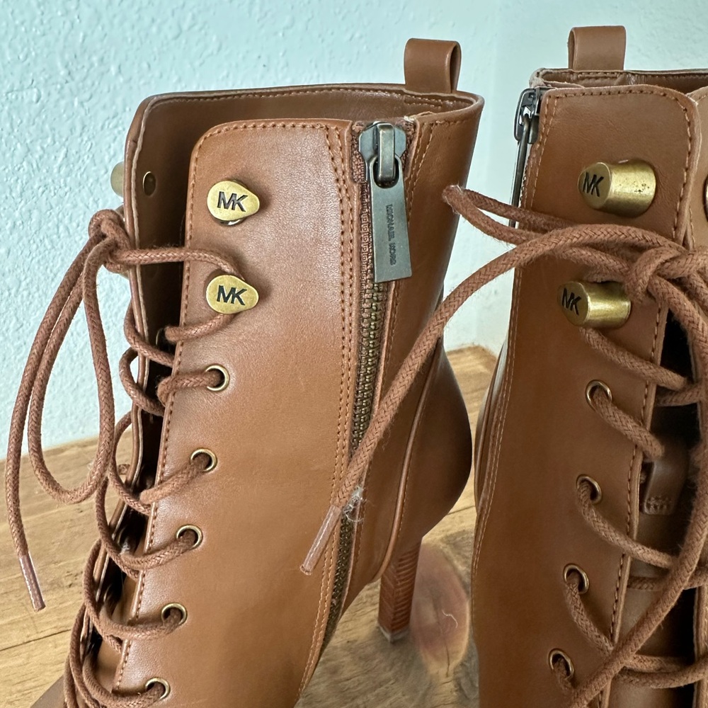 Michael Kors Tan Leather Heeled Boots - Picture 3 of 4